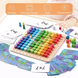 Chocozone Multiplication Board with Flash Card Table Recite Learning Toys for 6+ Year old Educational Board Games