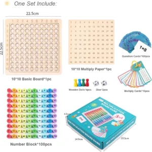 Chocozone Multiplication Board with Flash Card Table Recite Learning Toys for 6+ Year old Educational Board Games