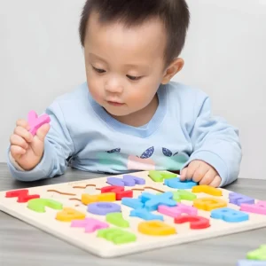 Alafi Wooden Alphabet Puzzle Toys, ABC Letter Preschool Learning Toys for Kids-9